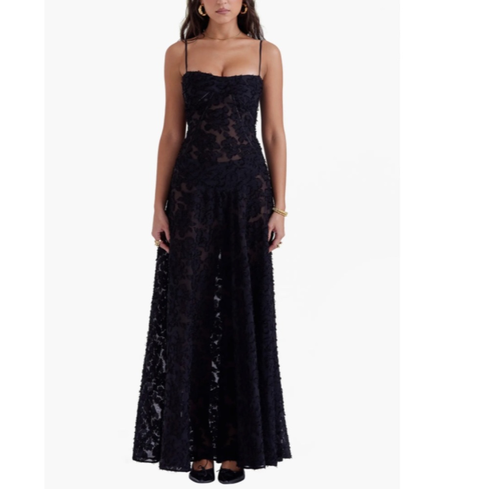 Seren Blush Sheer Lace-Up Back Gown